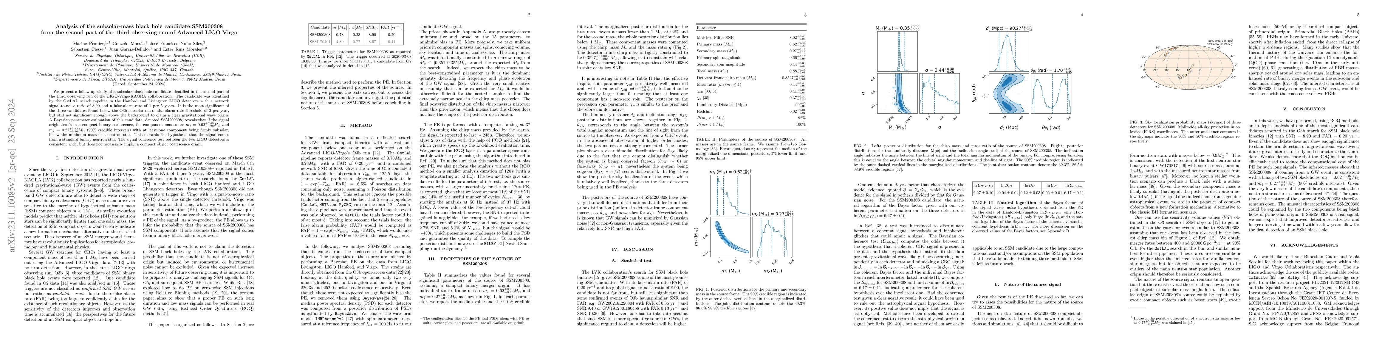 Thumbnail for Analysis of the subsolar-mass black hole candidate SSM200308 from the
  second part of the third observing run of Advanced LIGO-Virgo