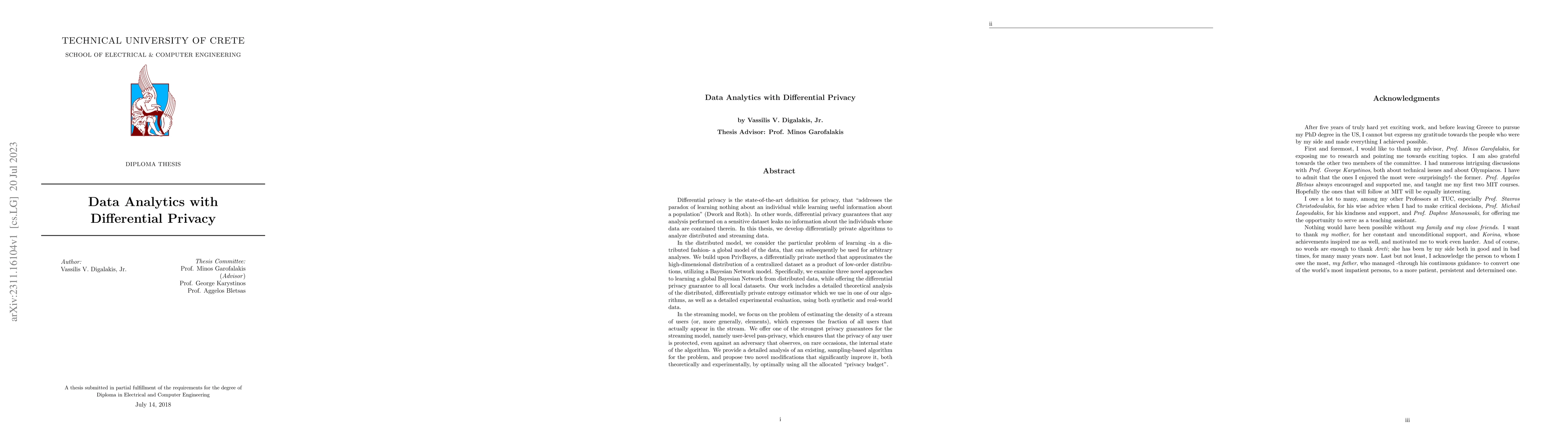 Thumbnail for Data Analytics with Differential Privacy