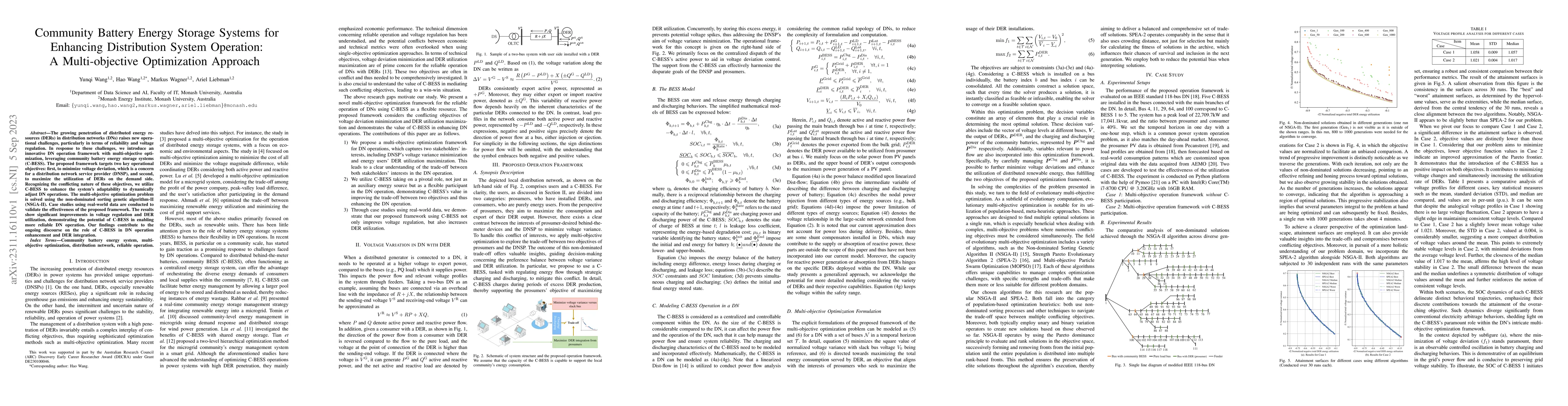 Thumbnail for Community Battery Energy Storage Systems for Enhancing Distribution
  System Operation: A Multi-objective Optimization Approach