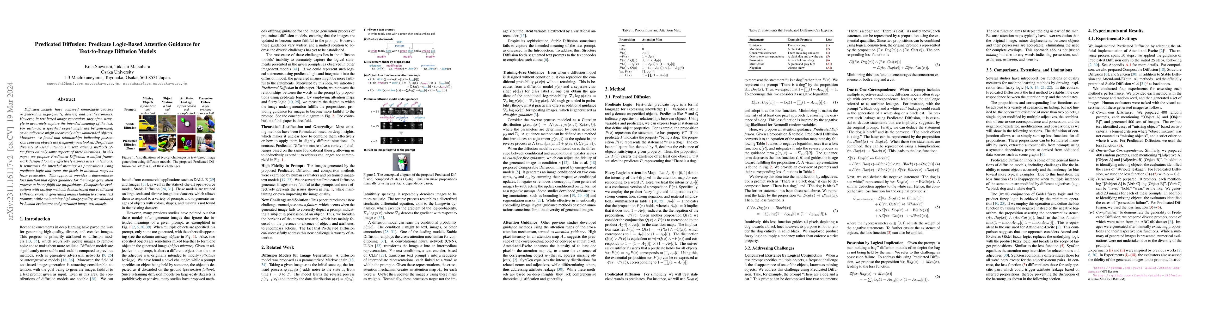 Thumbnail for Predicated Diffusion: Predicate Logic-Based Attention Guidance for
  Text-to-Image Diffusion Models