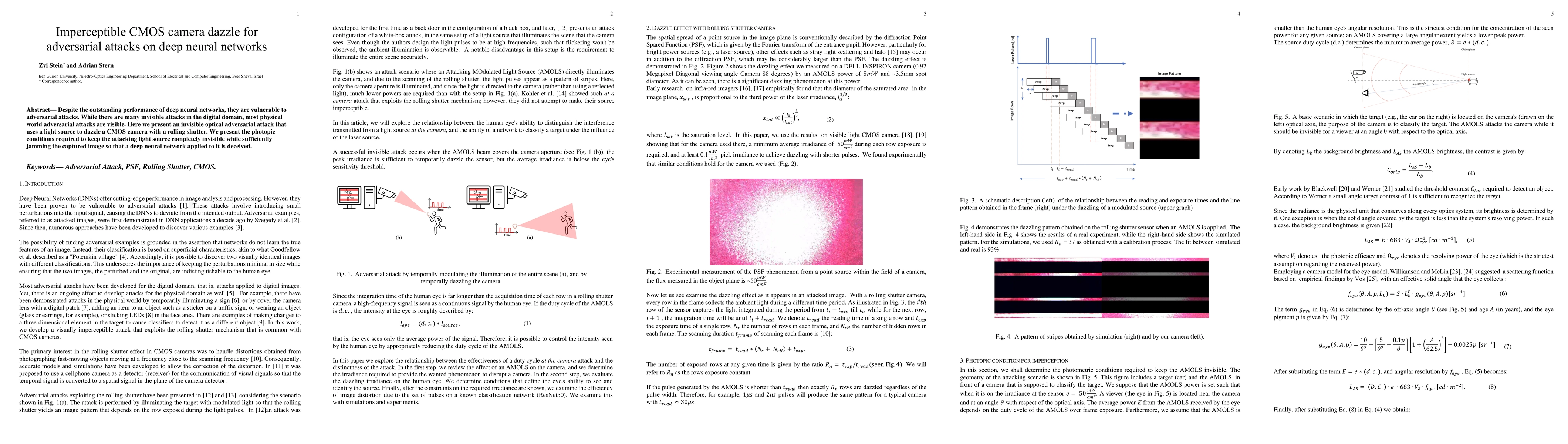 Thumbnail for Imperceptible CMOS camera dazzle for adversarial attacks on deep neural
  networks