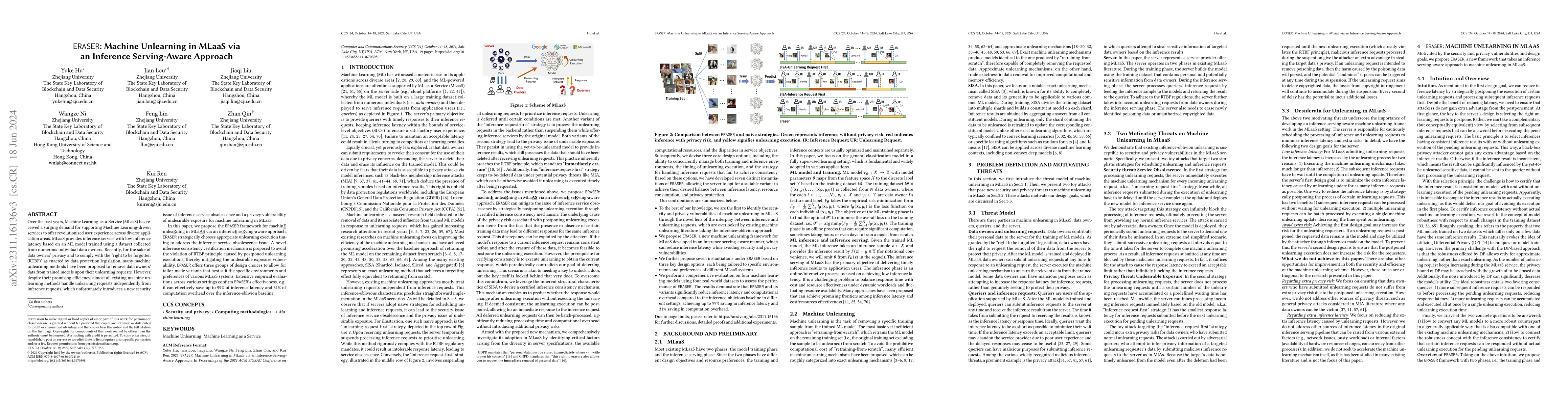 Thumbnail for ERASER: Machine Unlearning in MLaaS via an Inference Serving-Aware
  Approach