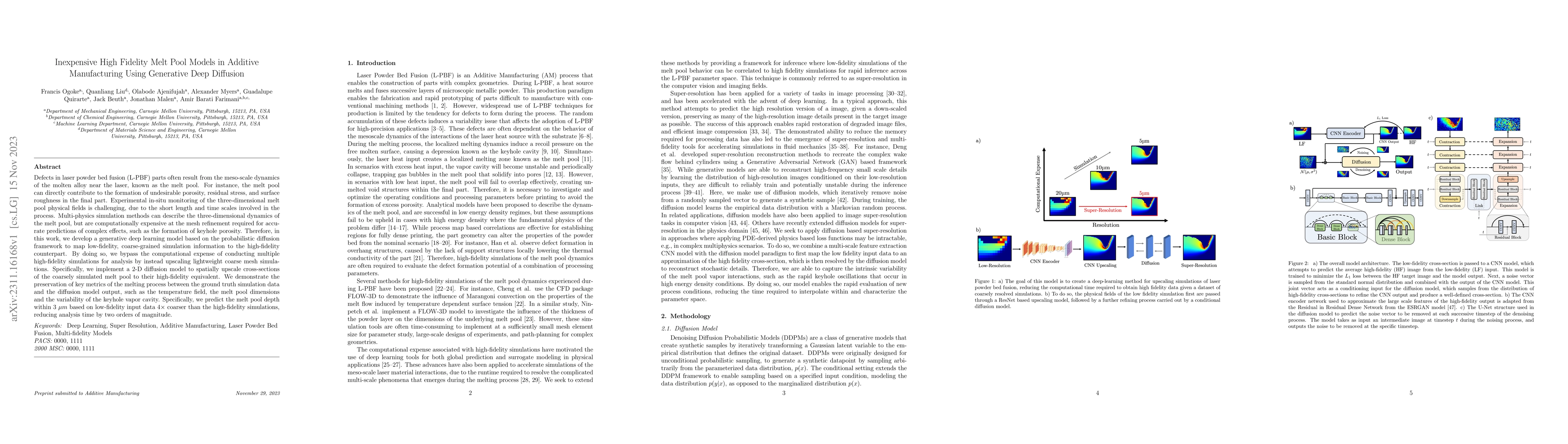 Thumbnail for Inexpensive High Fidelity Melt Pool Models in Additive Manufacturing
  Using Generative Deep Diffusion