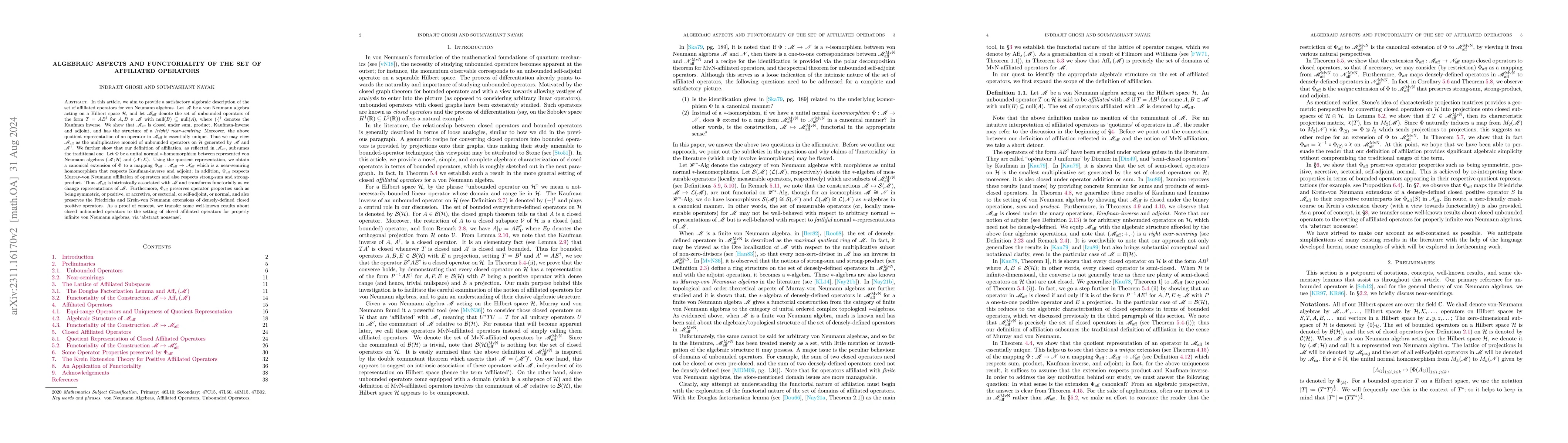 Thumbnail for Algebraic aspects and functoriality of the set of affiliated operators