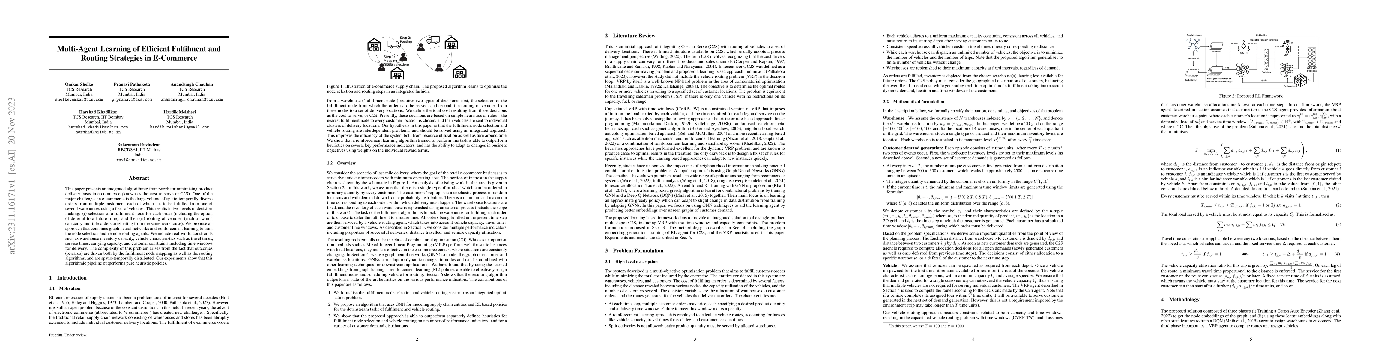 Thumbnail for Multi-Agent Learning of Efficient Fulfilment and Routing Strategies in
  E-Commerce