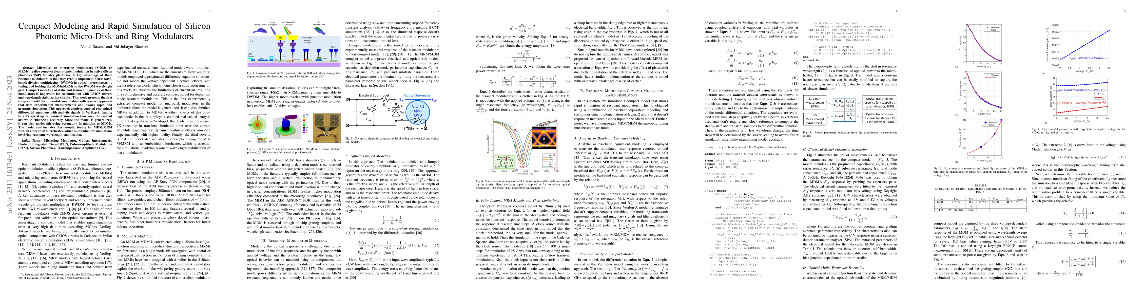 Thumbnail for Compact Modeling and Rapid Simulation of Silicon Photonic Micro-Disk and
  Ring Modulators
