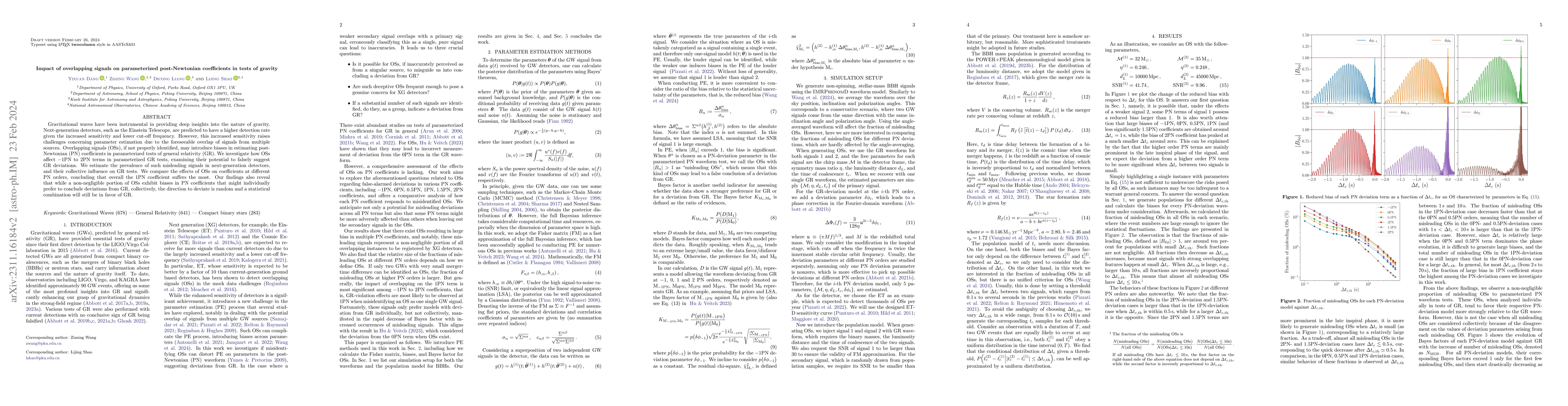 Thumbnail for Impact of overlapping signals on parameterized post-Newtonian
  coefficients in tests of gravity
