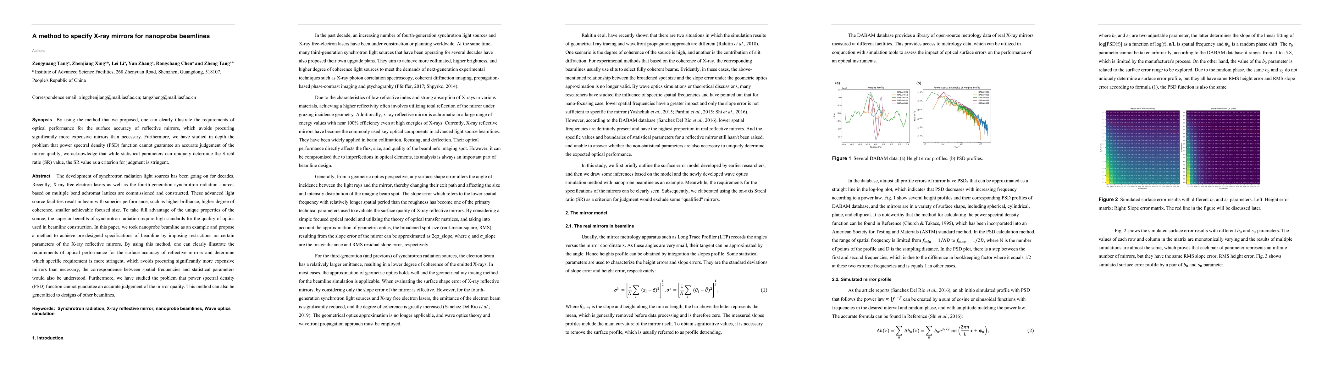 Thumbnail for A method to specify X-ray mirrors for nanoprobe beamlines