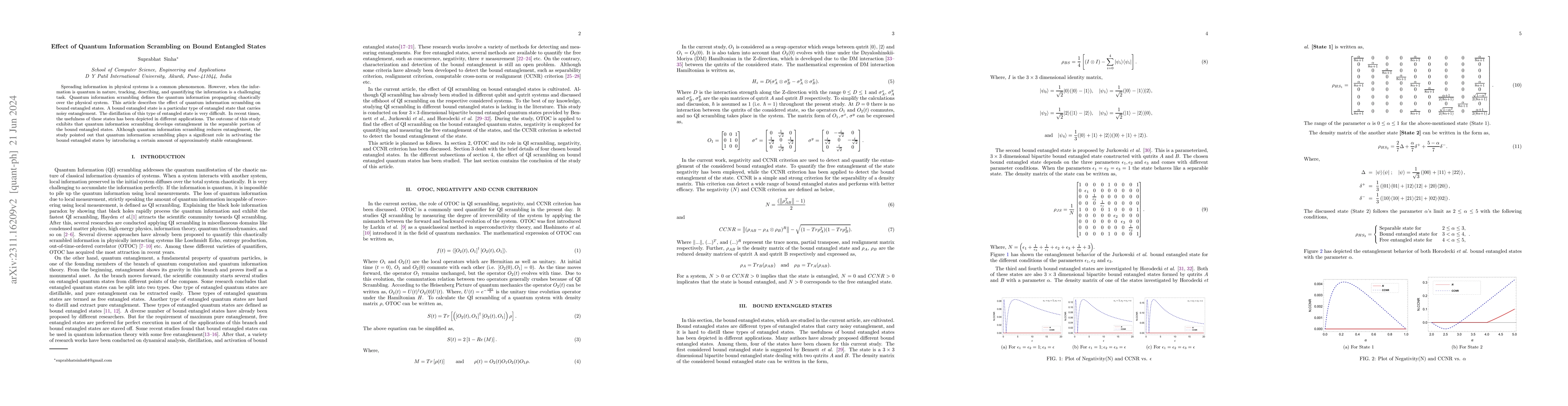 Thumbnail for Effect of Quantum Information Scrambling on Bound Entangled States