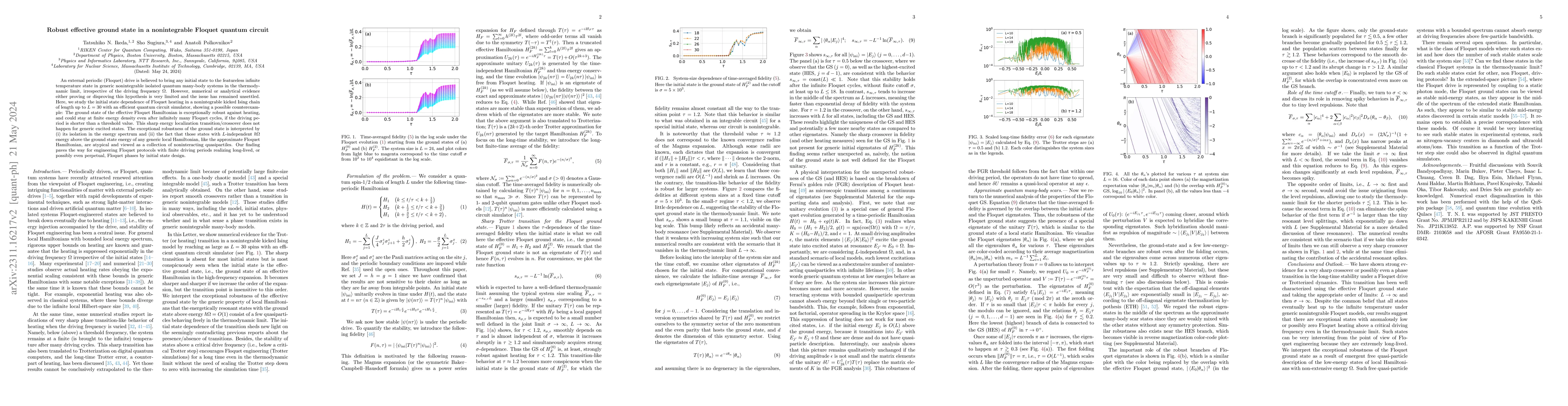 Thumbnail for Robust effective ground state in a nonintegrable Floquet quantum circuit
