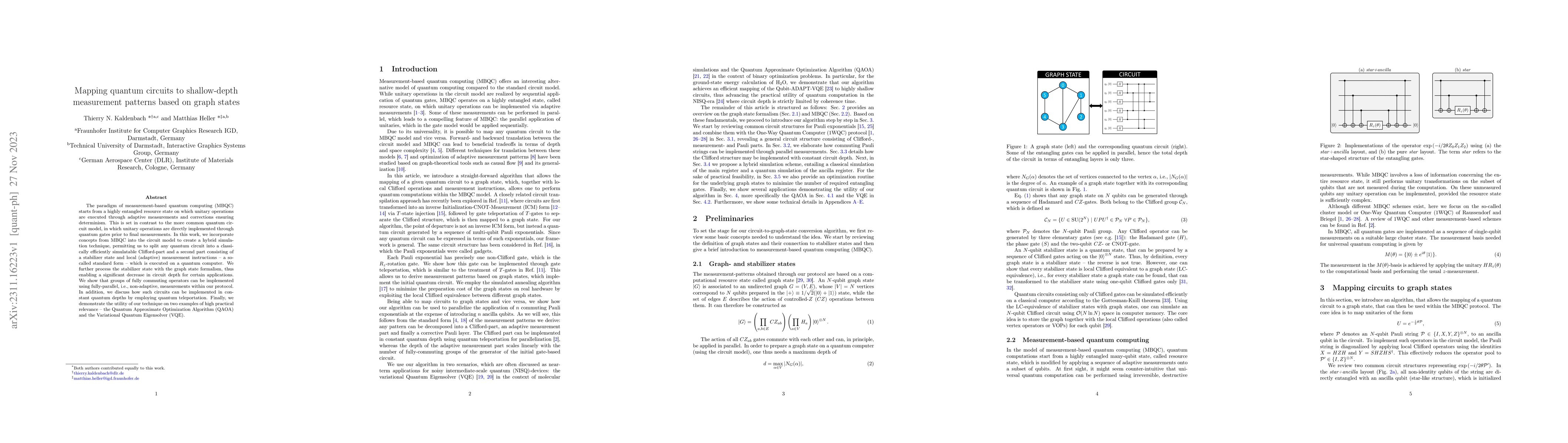 Thumbnail for Mapping quantum circuits to shallow-depth measurement patterns based on
  graph states