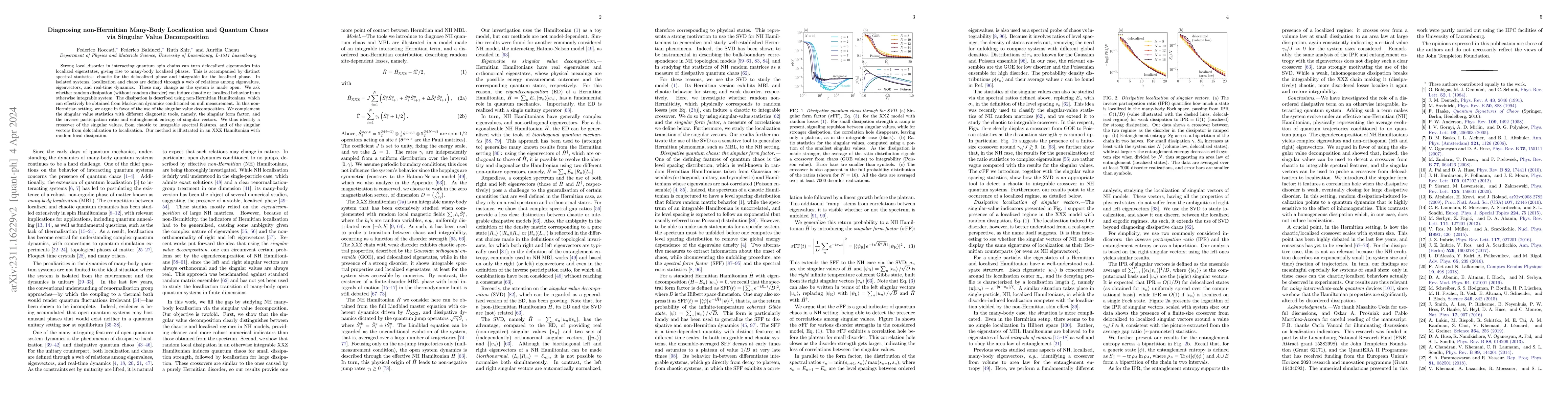 Thumbnail for Diagnosing non-Hermitian Many-Body Localization and Quantum Chaos via
  Singular Value Decomposition