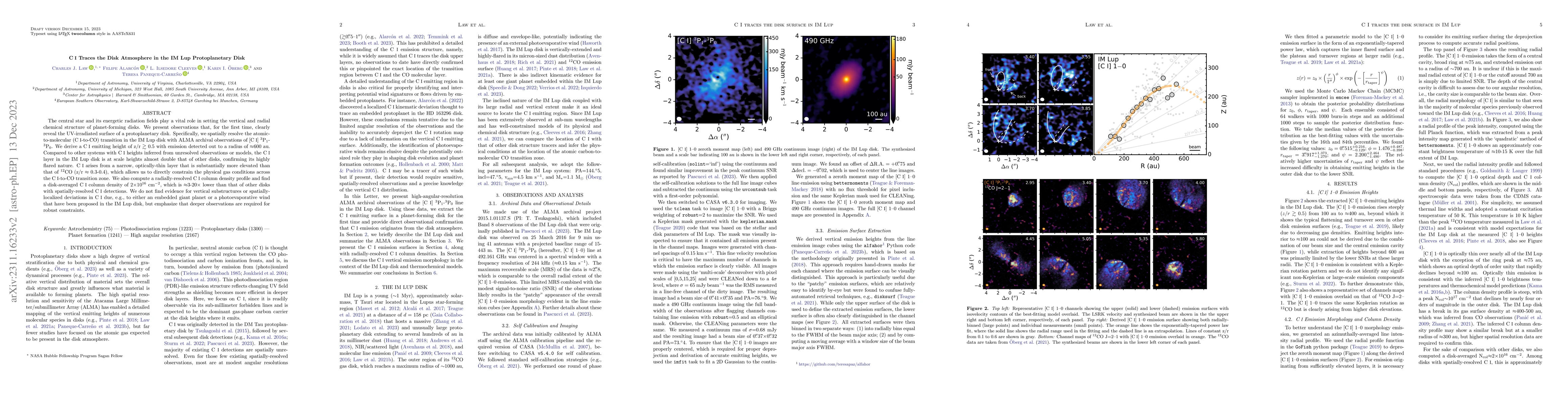 Thumbnail for C I Traces the Disk Atmosphere in the IM Lup Protoplanetary Disk