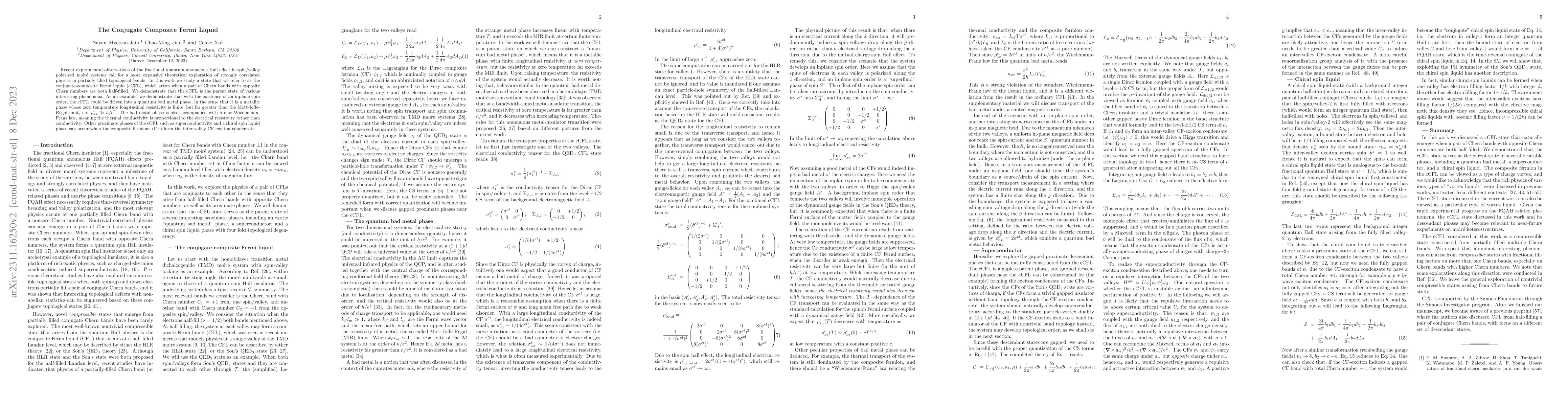 Thumbnail for The Conjugate Composite Fermi Liquid