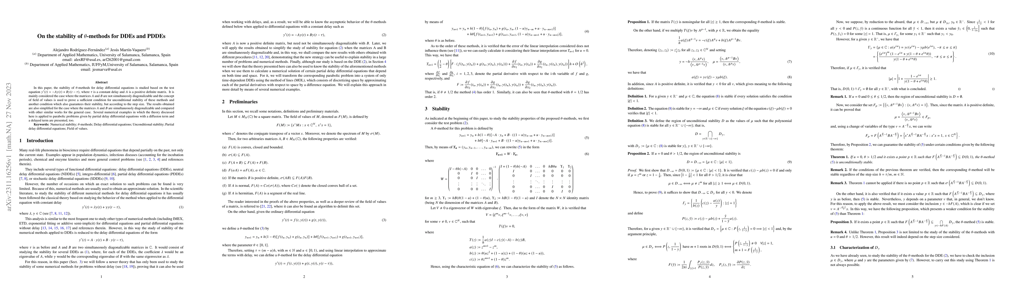 Thumbnail for On the stability of $\theta$-methods for DDEs and PDDEs