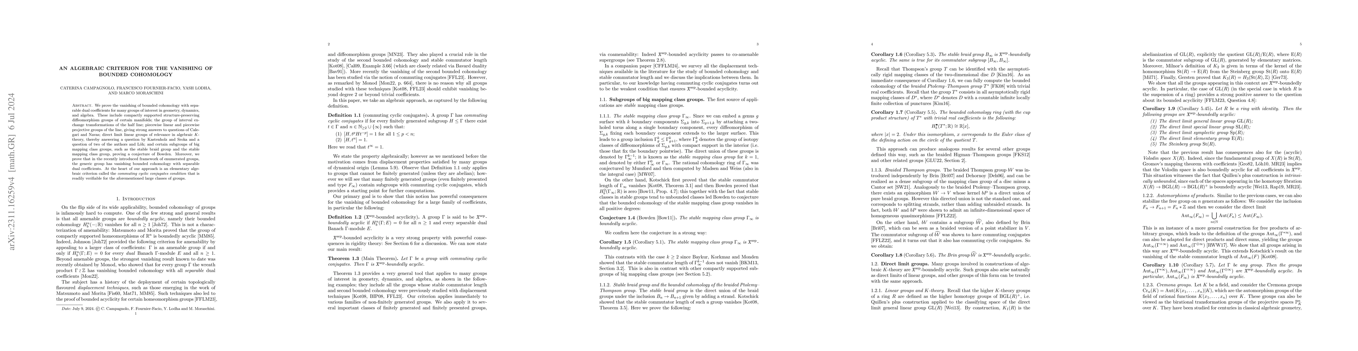 Thumbnail for An algebraic criterion for the vanishing of bounded cohomology