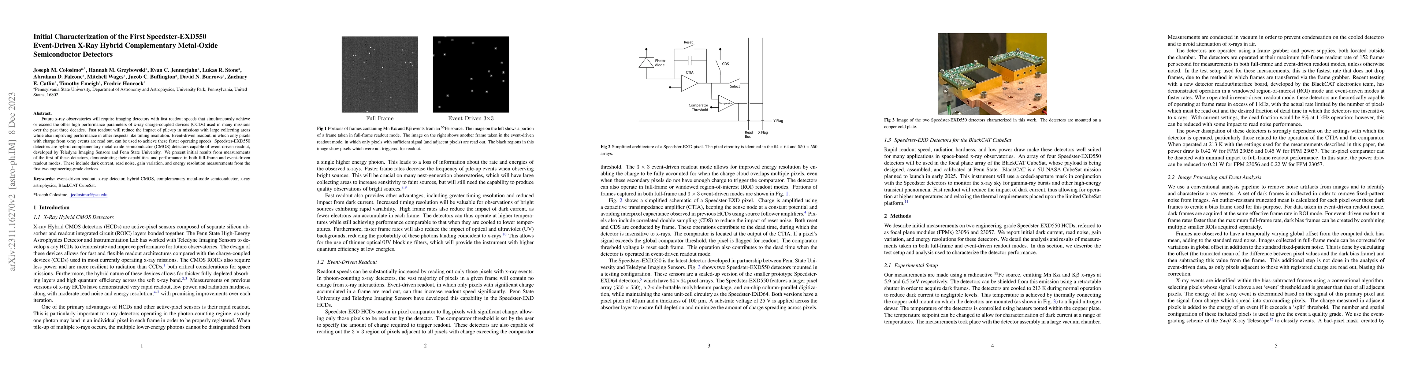 Thumbnail for Initial Characterization of the First Speedster-EXD550 Event-Driven
  X-Ray Hybrid Complementary Metal-Oxide Semiconductor Detectors