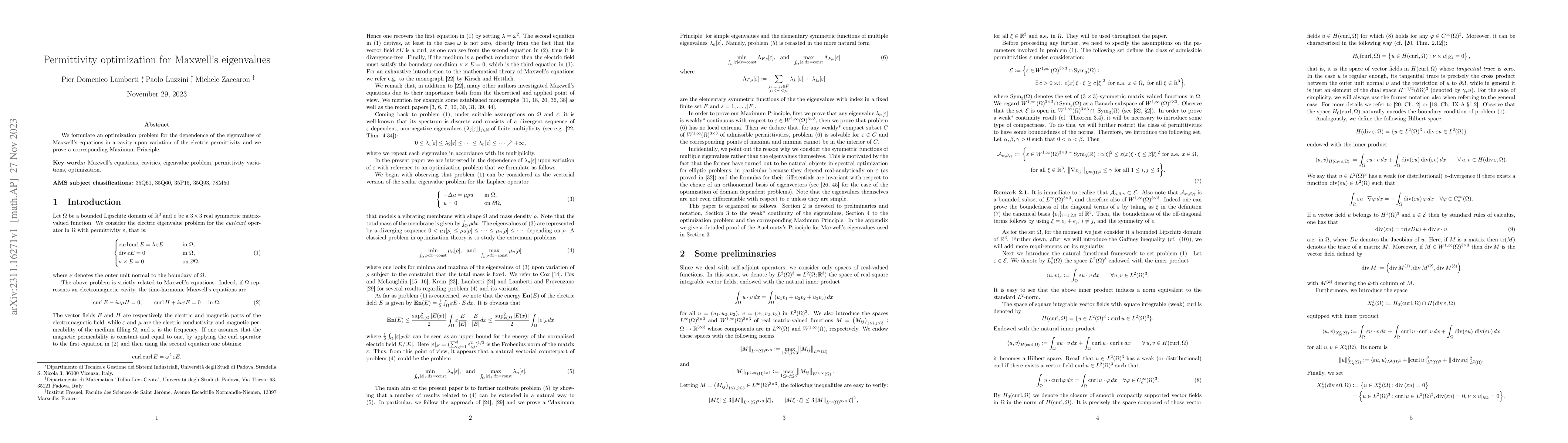 Thumbnail for Permittivity optimization for Maxwell's eigenvalues