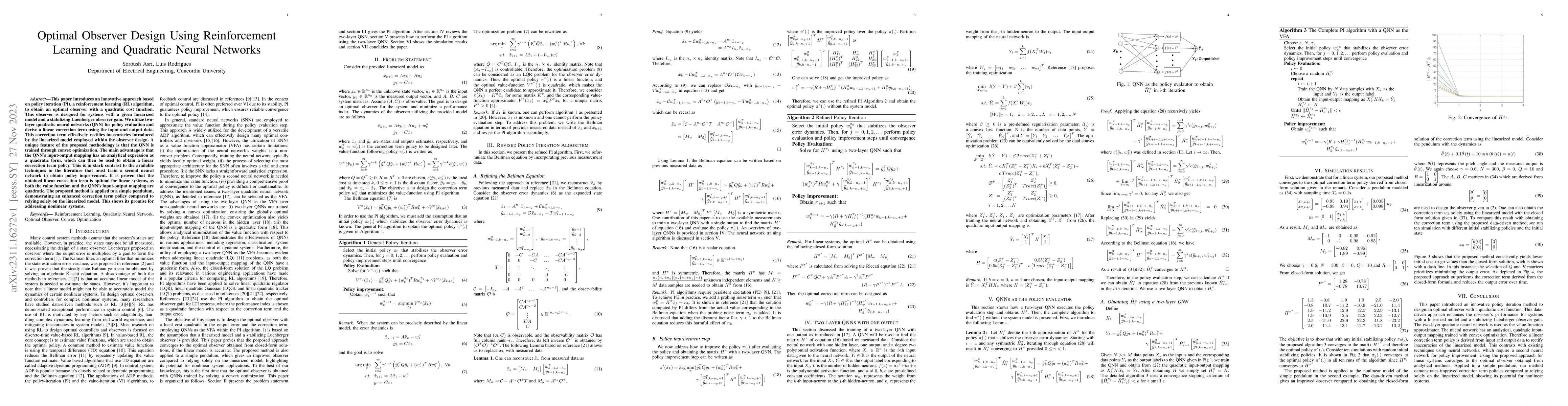 Thumbnail for Optimal Observer Design Using Reinforcement Learning and Quadratic
  Neural Networks