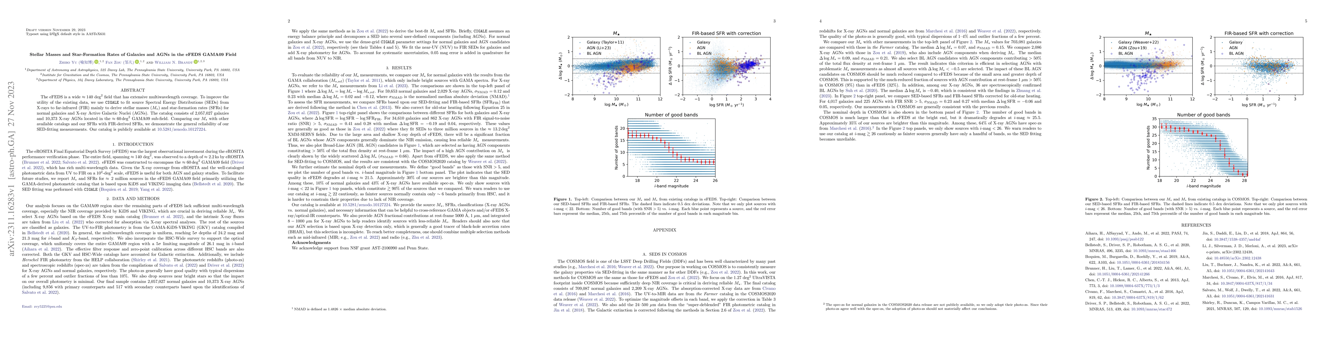 Thumbnail for Stellar Masses and Star-Formation Rates of Galaxies and AGNs in the
  eFEDS GAMA09 Field