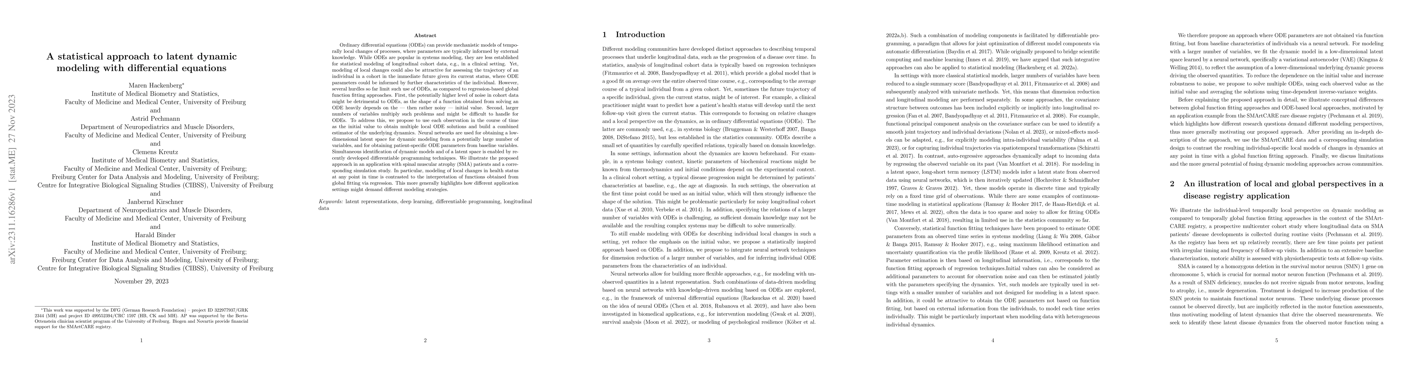 Thumbnail for A statistical approach to latent dynamic modeling with differential
  equations