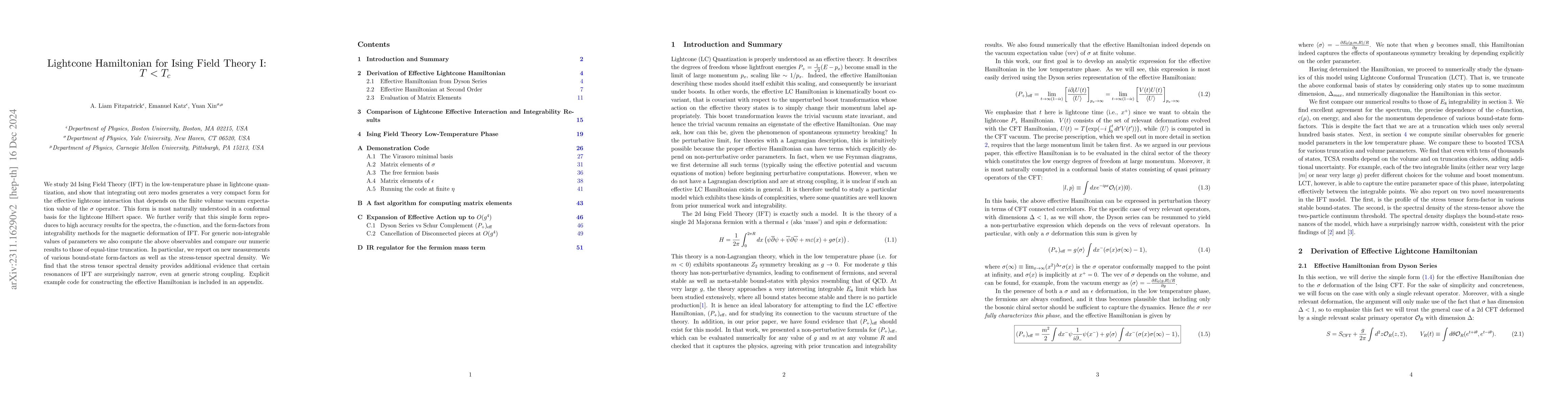 Thumbnail for Lightcone Hamiltonian for Ising Field Theory I: T < T_c