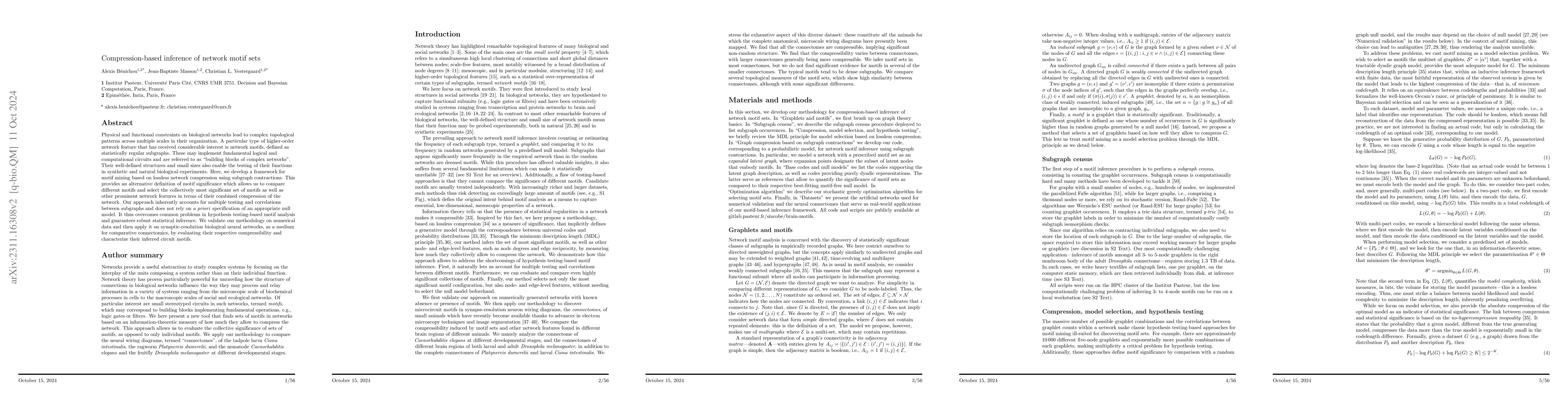 Thumbnail for Compression-based inference of network motif sets
