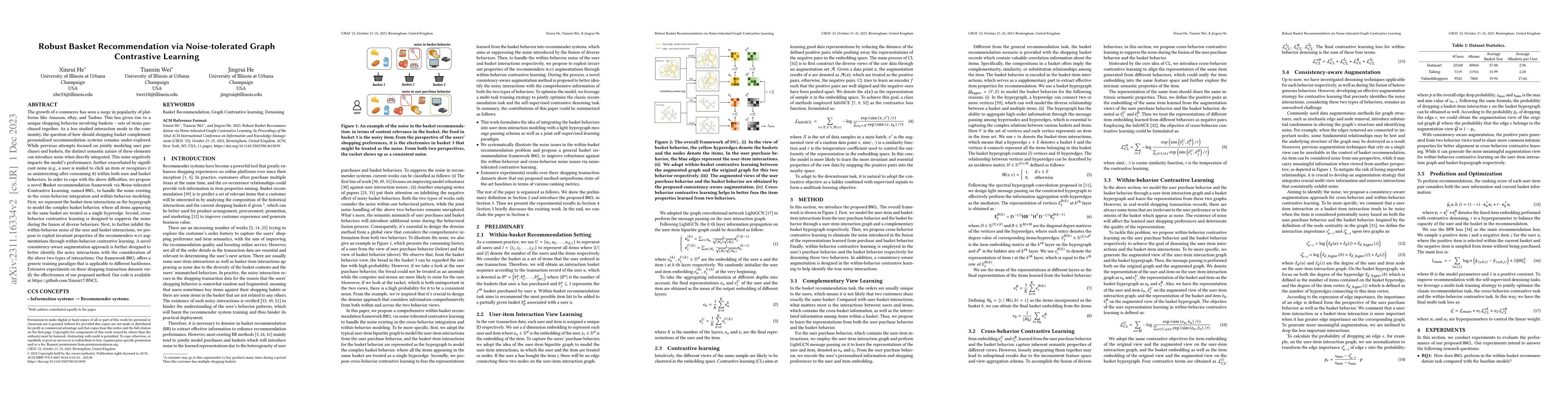 Thumbnail for Robust Basket Recommendation via Noise-tolerated Graph Contrastive
  Learning