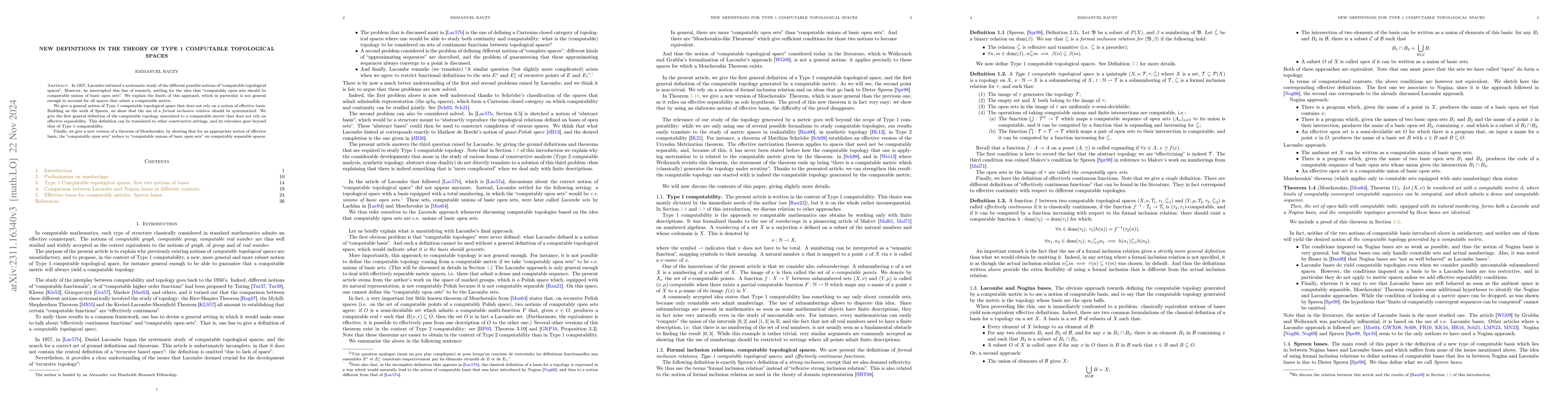 Thumbnail for New definitions in the theory of Type 1 computable topological spaces