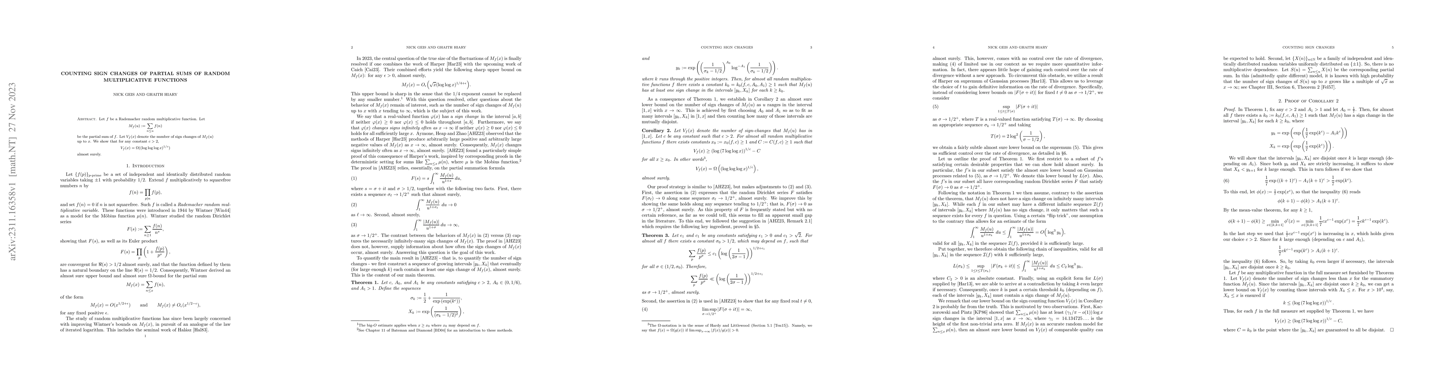 Thumbnail for Counting sign changes of partial sums of random multiplicative functions
