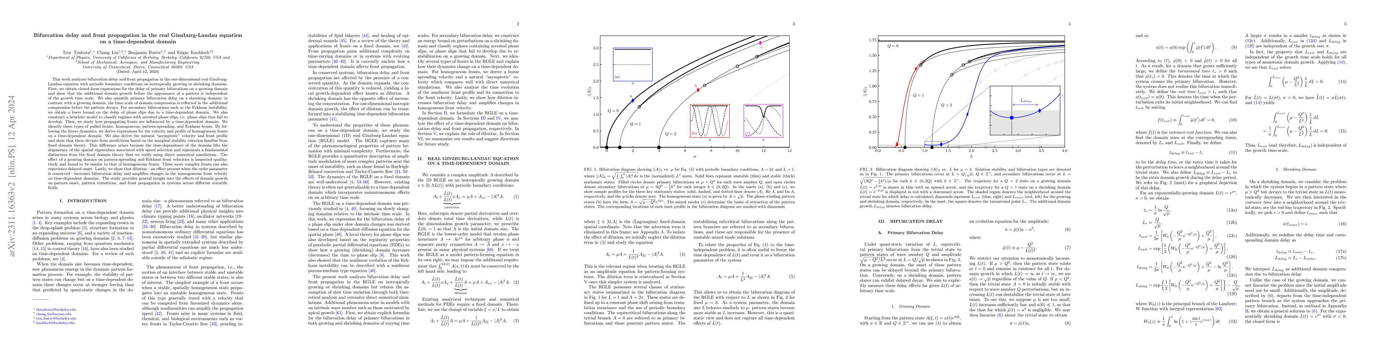 Thumbnail for Bifurcation delay and front propagation in the real Ginzburg-Landau
  equation on a time-dependent domain