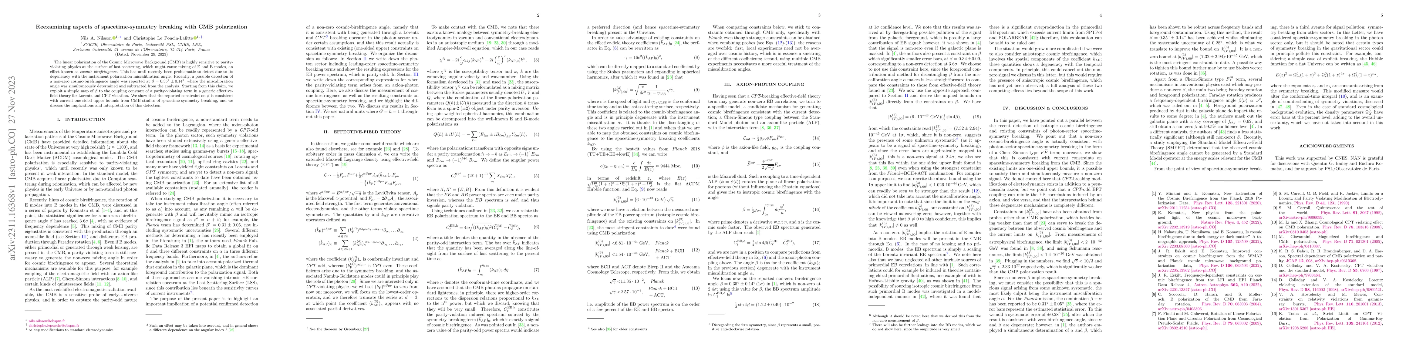 Thumbnail for Reexamining aspects of spacetime-symmetry breaking with CMB polarization