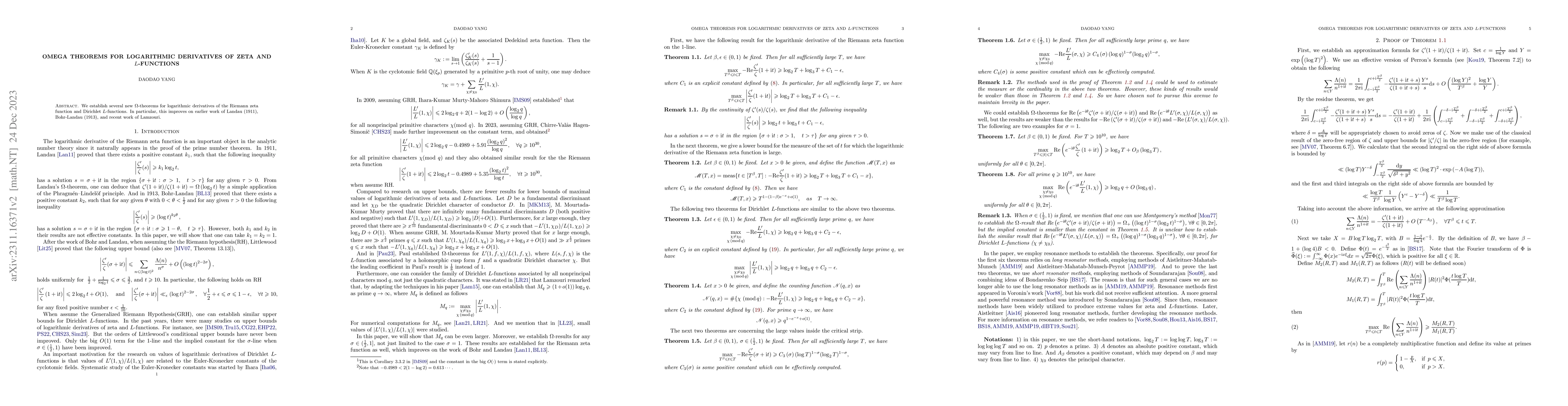 Thumbnail for Omega theorems for logarithmic derivatives of zeta and $L$-functions