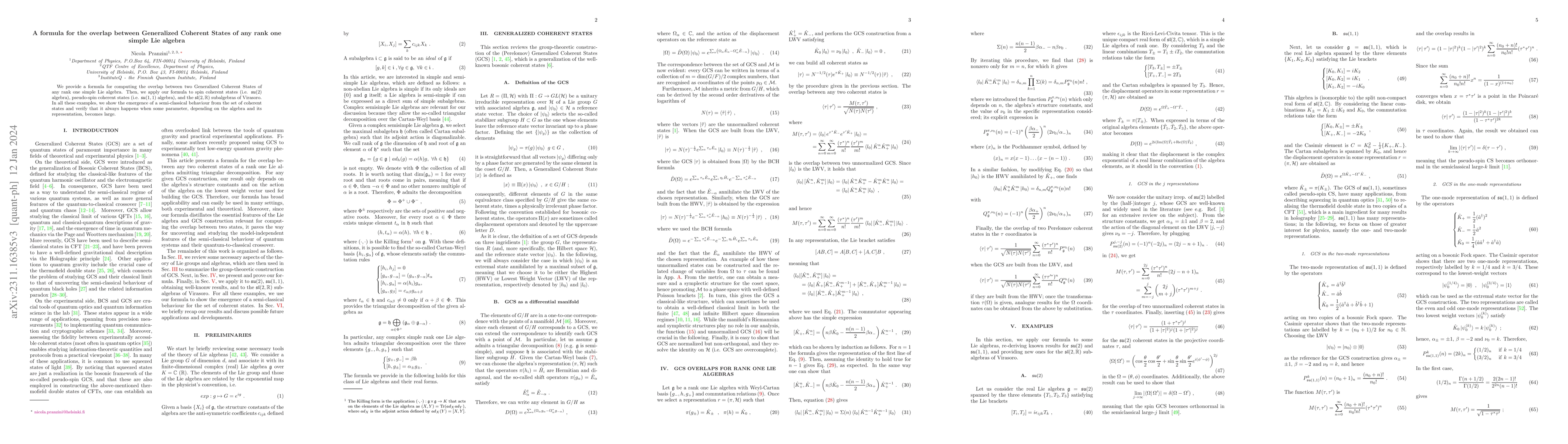 Thumbnail for A formula for the overlap between Generalized Coherent States of any
  rank one simple Lie algebra