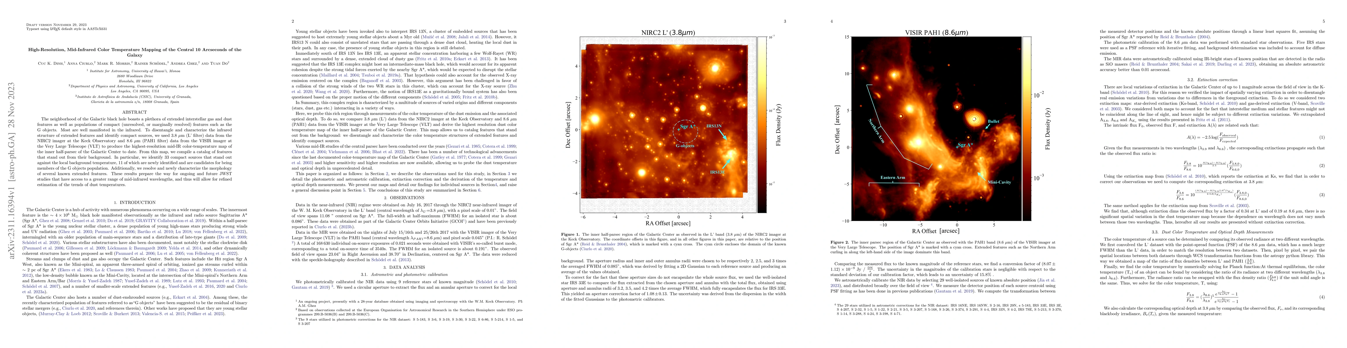 Thumbnail for High-Resolution, Mid-Infrared Color Temperature Mapping of the Central
  10 Arcseconds of the Galaxy