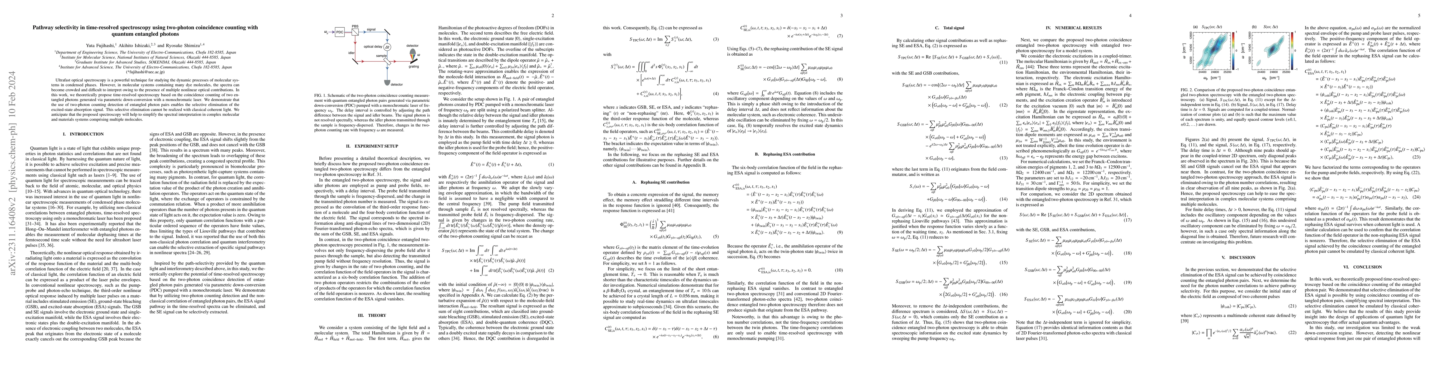 Thumbnail for Pathway selectivity in time-resolved spectroscopy using two-photon
  coincidence counting with quantum entangled photons