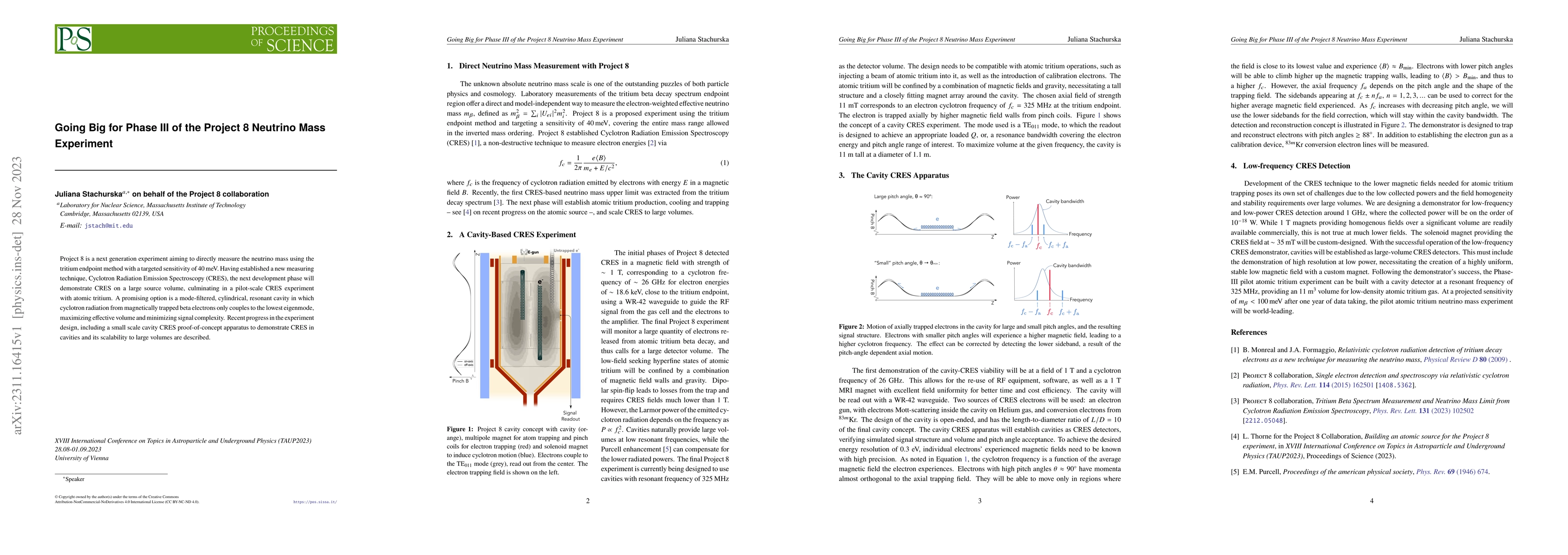 Thumbnail for Going Big for Phase III of the Project 8 Neutrino Mass Experiment