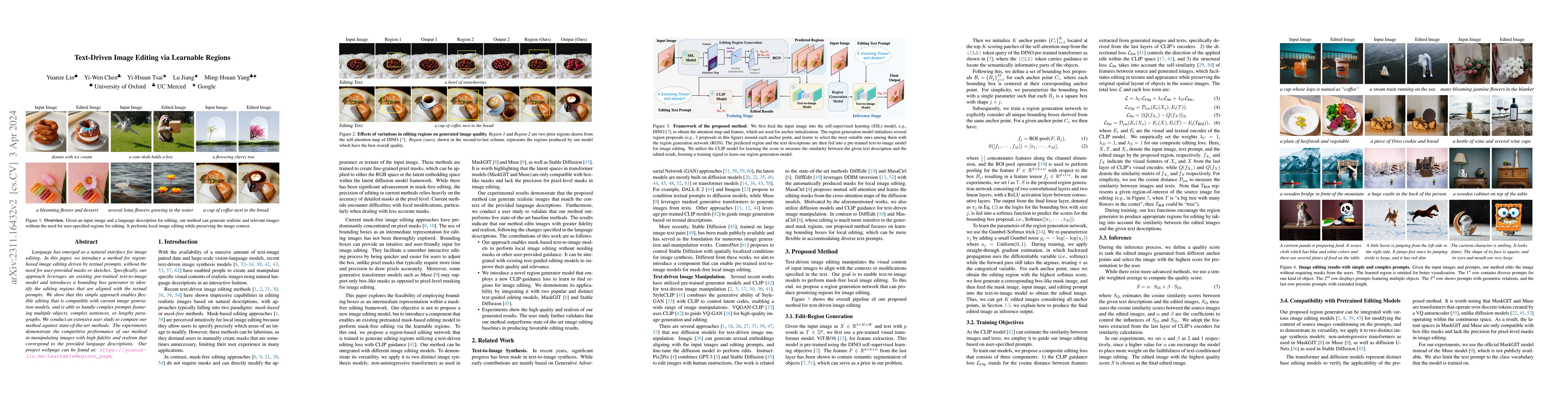 Thumbnail for Text-Driven Image Editing via Learnable Regions