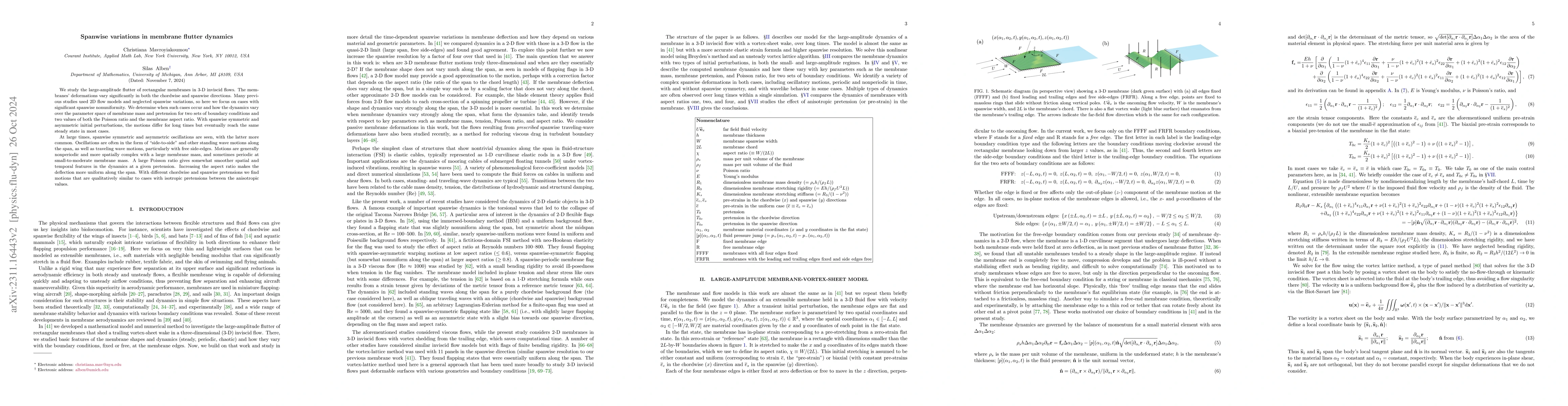 Thumbnail for Spanwise variations in membrane flutter dynamics