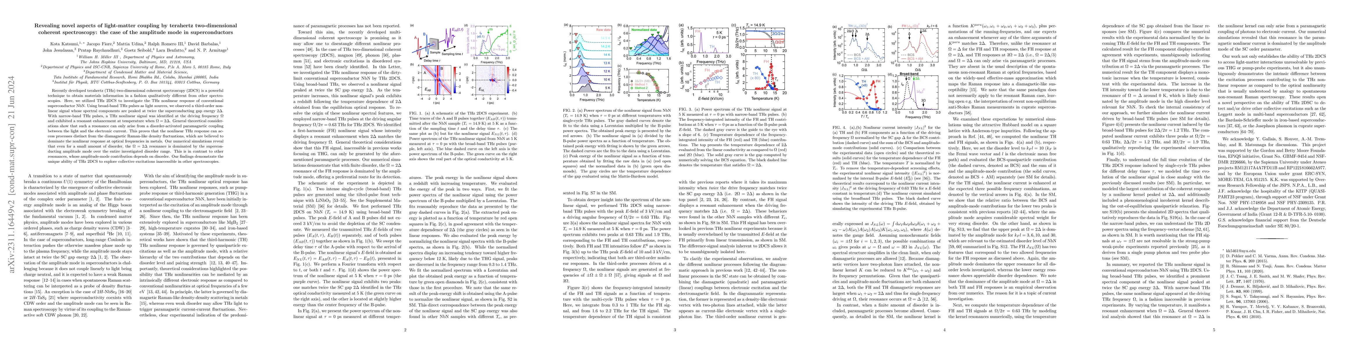 Thumbnail for Revealing novel aspects of light-matter coupling in terahertz
  two-dimensional coherent spectroscopy: the case of the amplitude mode in
  superconductors