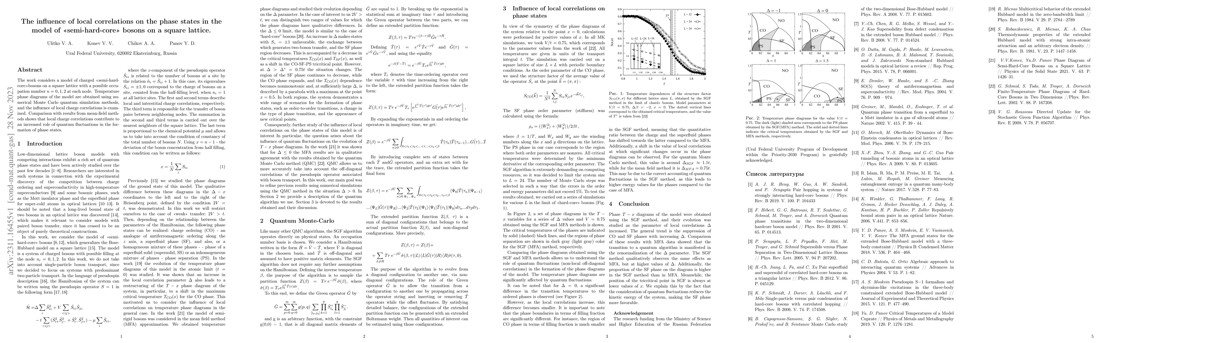 Thumbnail for The influence of local correlations on the phase states in the model of
  semi-hard-core bosons on a square lattice
