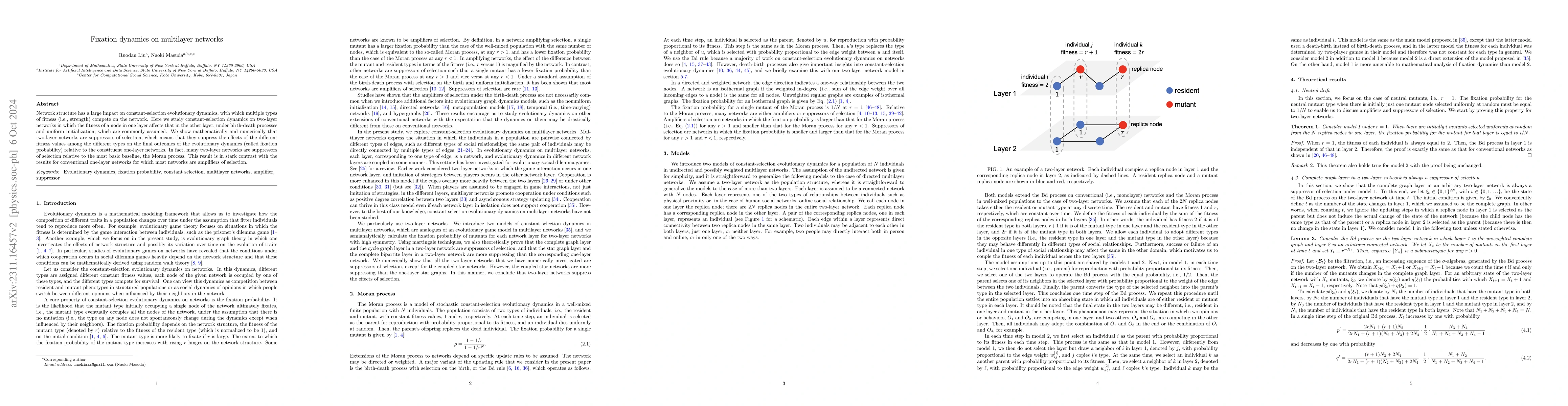 Thumbnail for Fixation dynamics on multilayer networks