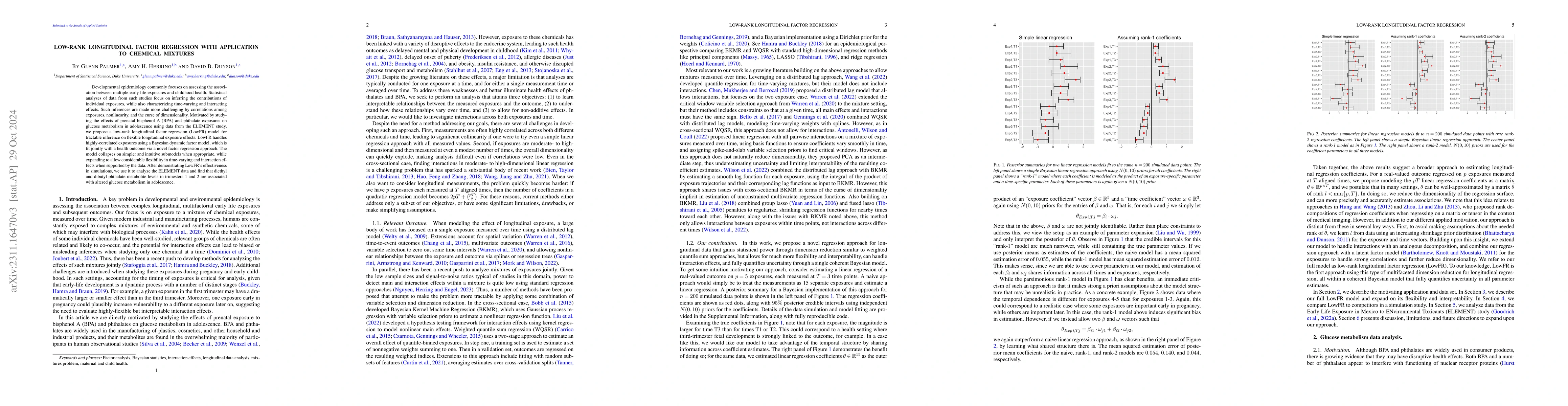 Thumbnail for Low-rank longitudinal factor regression