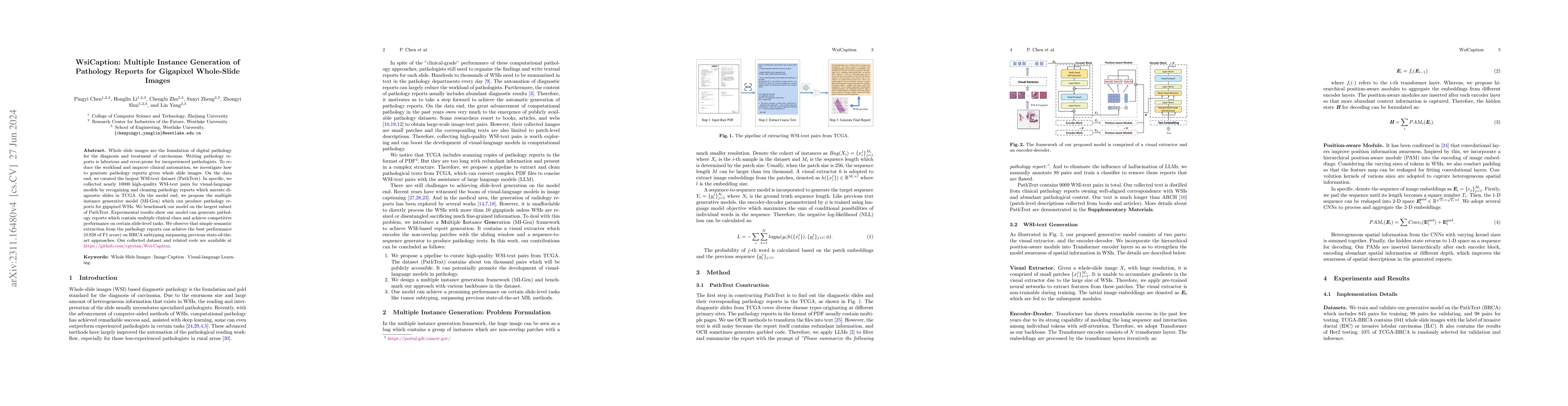 Thumbnail for WsiCaption: Multiple Instance Generation of Pathology Reports for
  Gigapixel Whole-Slide Images