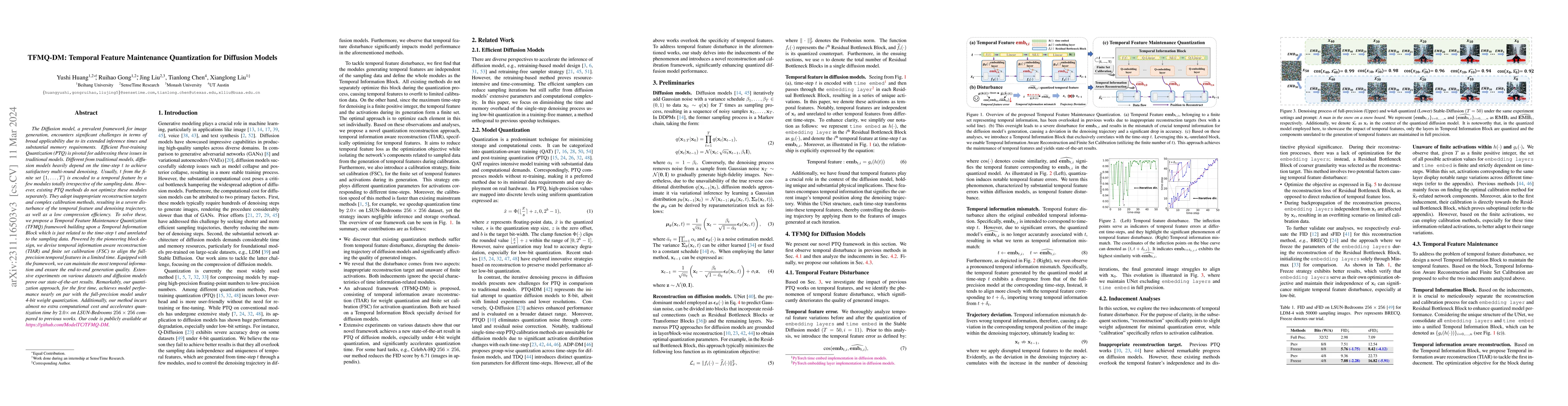 Thumbnail for TFMQ-DM: Temporal Feature Maintenance Quantization for Diffusion Models