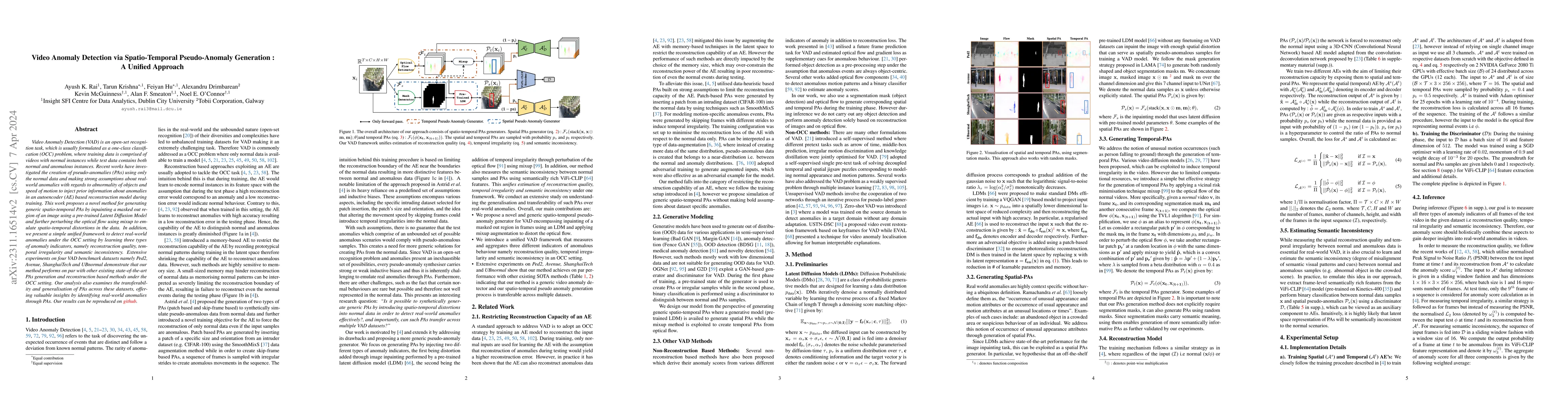 Thumbnail for Video Anomaly Detection via Spatio-Temporal Pseudo-Anomaly Generation :
  A Unified Approach