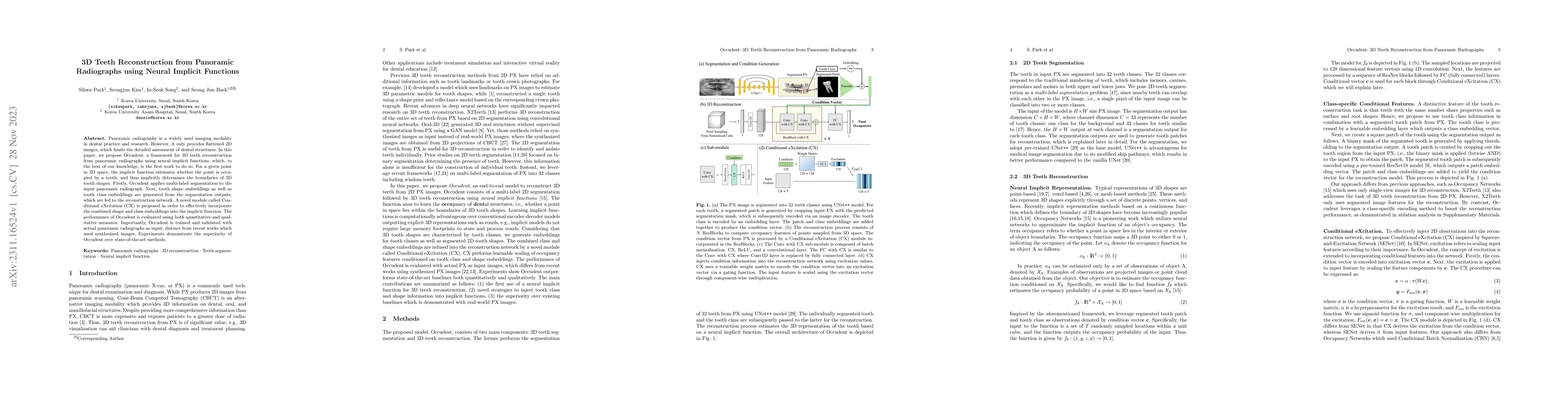 Thumbnail for 3D Teeth Reconstruction from Panoramic Radiographs using Neural Implicit
  Functions