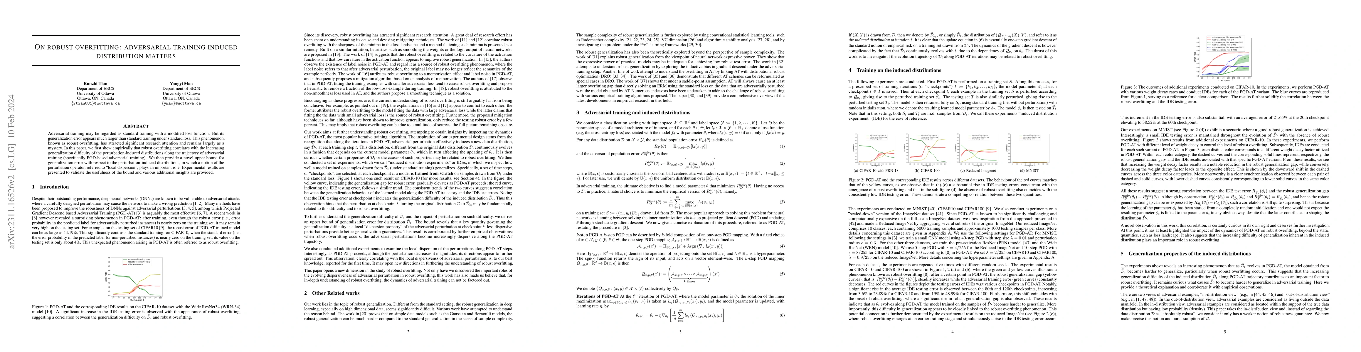 Thumbnail for On robust overfitting: adversarial training induced distribution matters