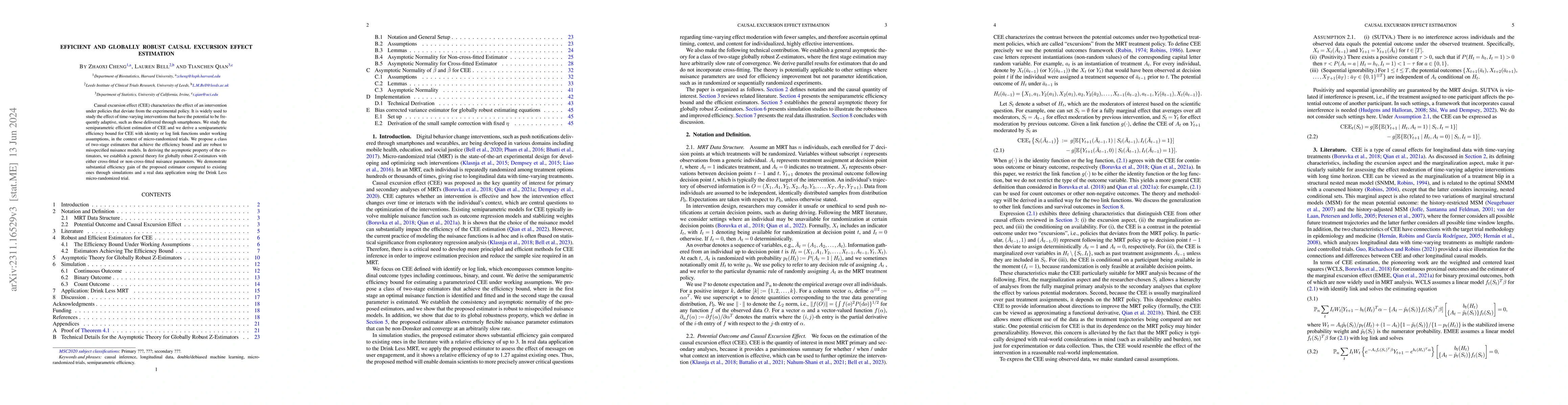 Thumbnail for Efficient and Globally Robust Causal Excursion Effect Estimation