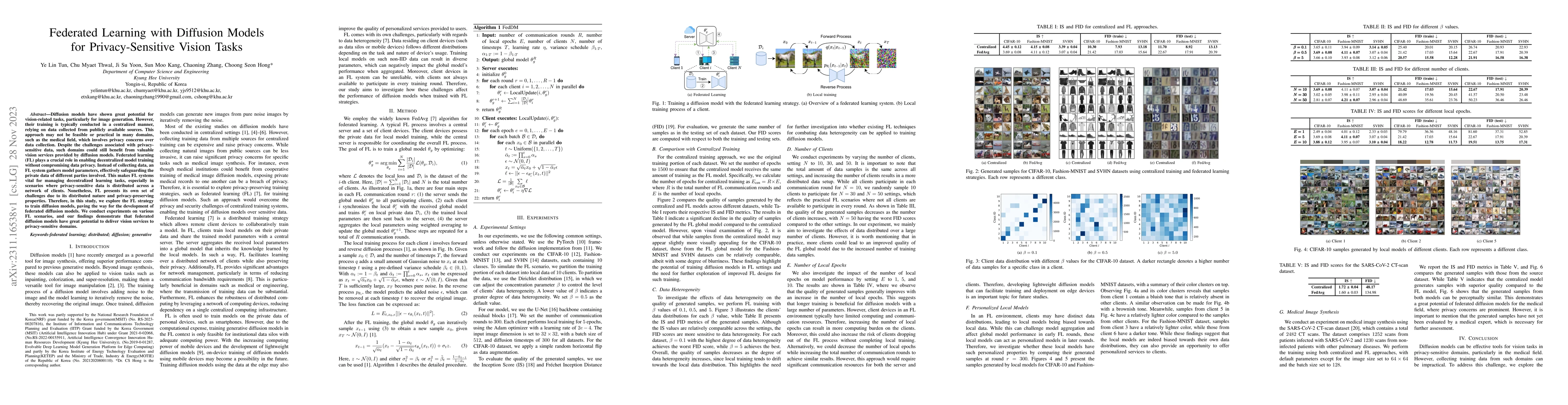 Thumbnail for Federated Learning with Diffusion Models for Privacy-Sensitive Vision
  Tasks